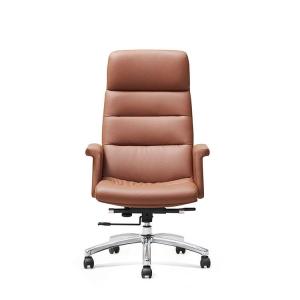 Quality Factory supply office furniture leather office chair with aluminum alloy flat feet ergonomic office chair for workplace wholesale