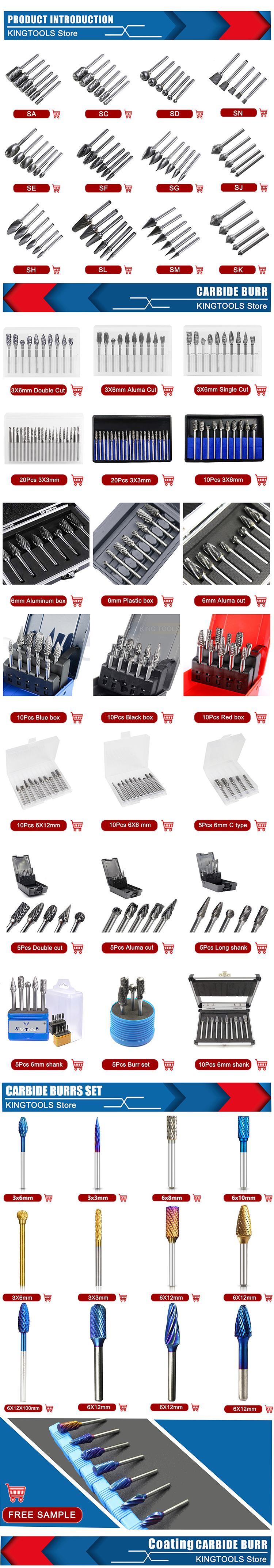 Tungsten Carbide Rotary Burrs Double Cut for Metal and Wood