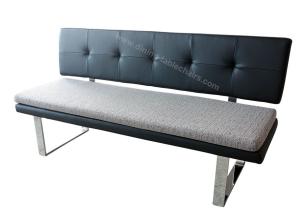 Quality Backrest Upholstered Dining Bench High Density Sponge Chrome Plated Leg wholesale
