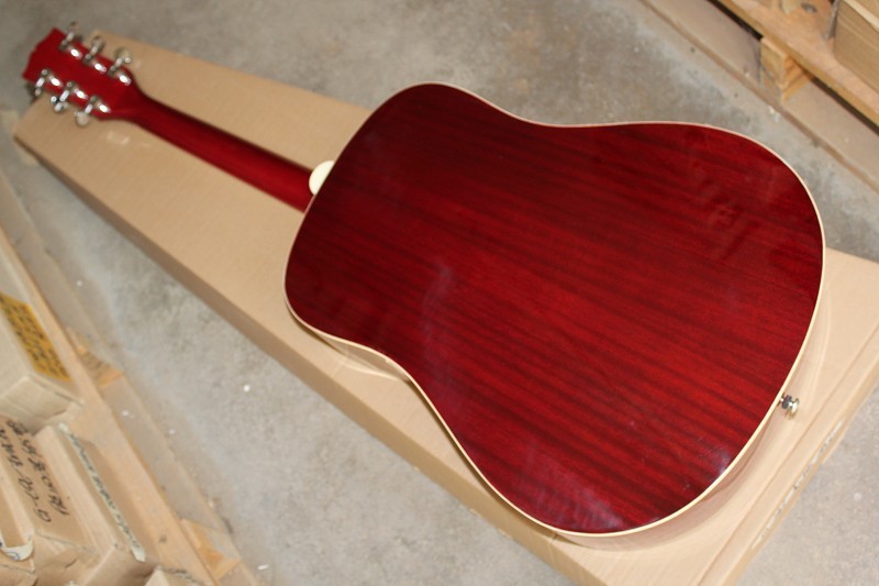 Factory custom 41'' Hummingbird 20 frets rounded corner cherry sunburst folk acoustic guitar