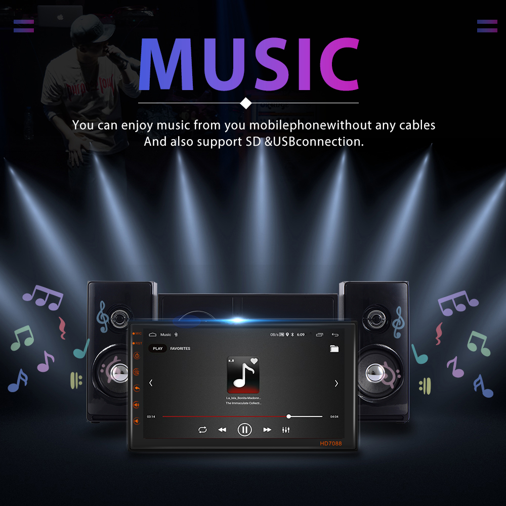 Universal 7" Touch Screen Display Autoradio Stereo MP5 Video Car Multimedia DVD Player