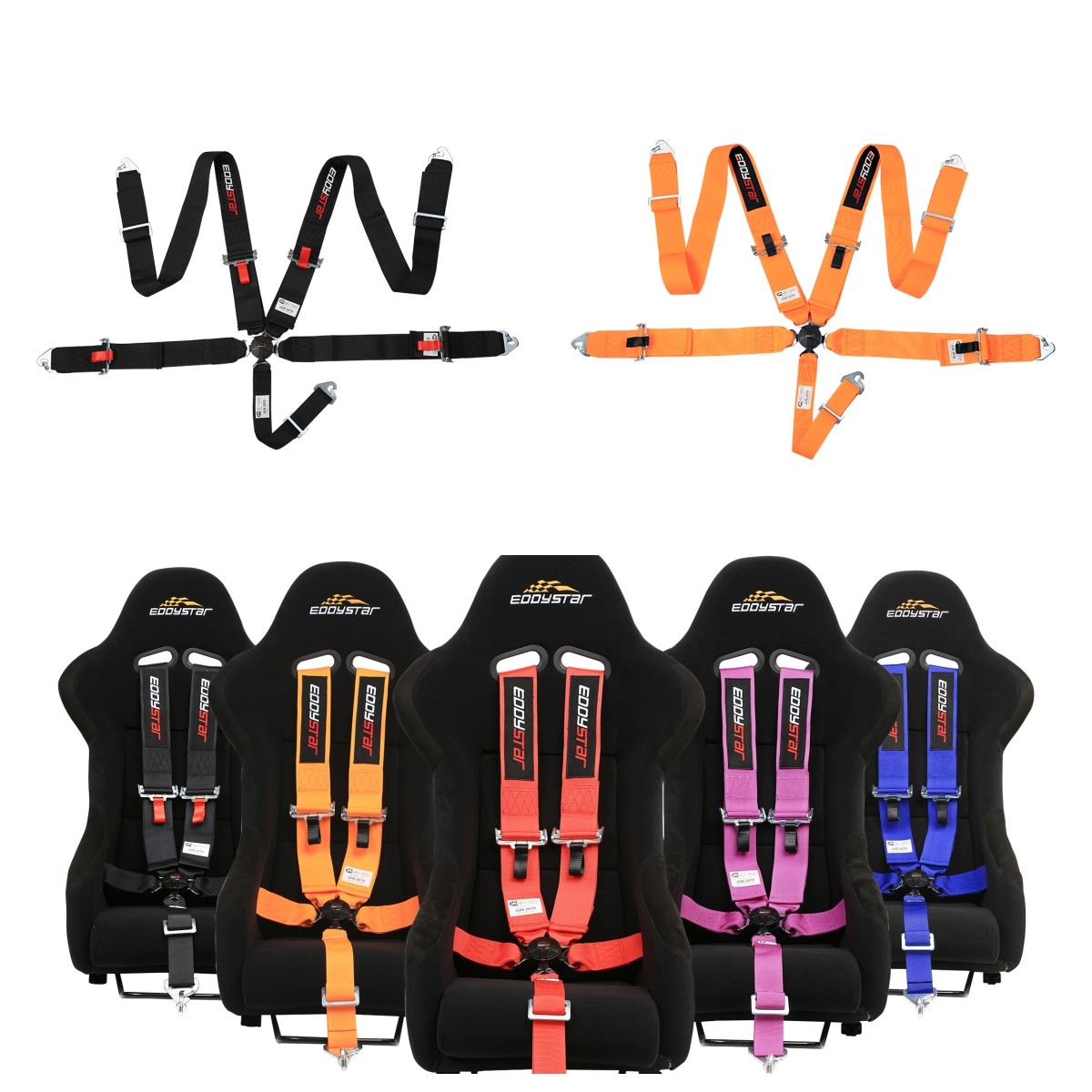 EDDYSTAR Nylon Five Point Seat Belt Black Color Five Point Racing Harness