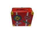 Red Painted Square Tin Containers / Metal Tin Can For Cosmetic