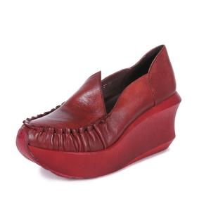 Quality S469 Season Shoes Wedge Heel Leather Original Handmade Idyllic Retro Height Increase Shoes Mother Shoes Single Shoes wholesale