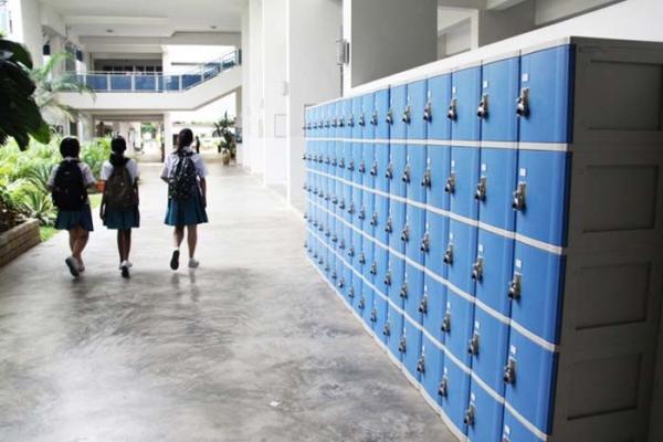 Cheap ABS Material Keyless Plastic School Lockers 4 Comparts 1 Column Safety / Ventilation for sale