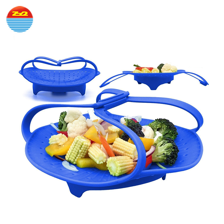 100% Food Grade Silicone Vegetable Steamer Cooking Steamer With Locking Handles Cooking Tool