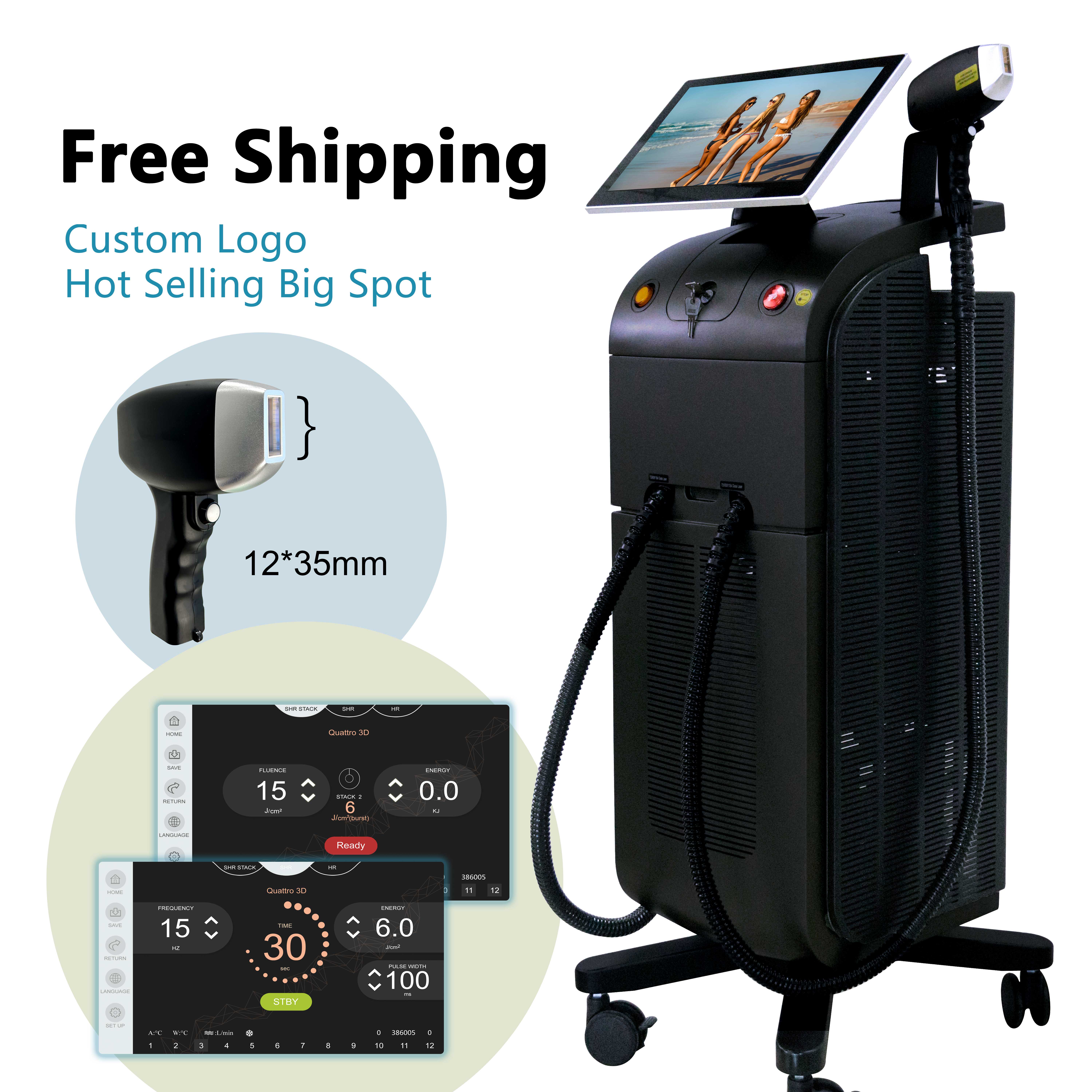 600 USD Ship 1064nm 940 808 755 Diode Laser Hair Removal Ice Platinum 755 808 1064 Diode Laser with ISO CE ISO