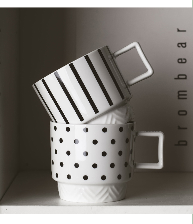 Experience The Elegance Of Black And White Ceramic Mug Coffee Cup For Business Gifts