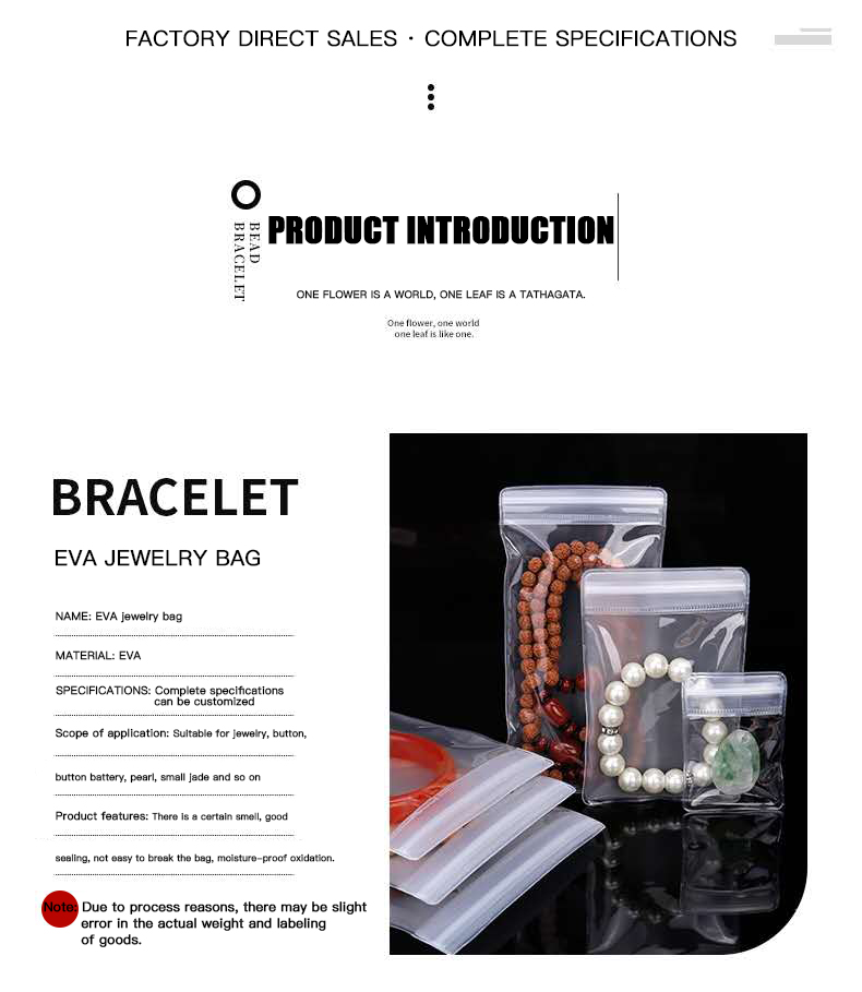 Custom LDPE Plastic Zipper Bags for Biodegradable Self Sealing Jewelry Packaging