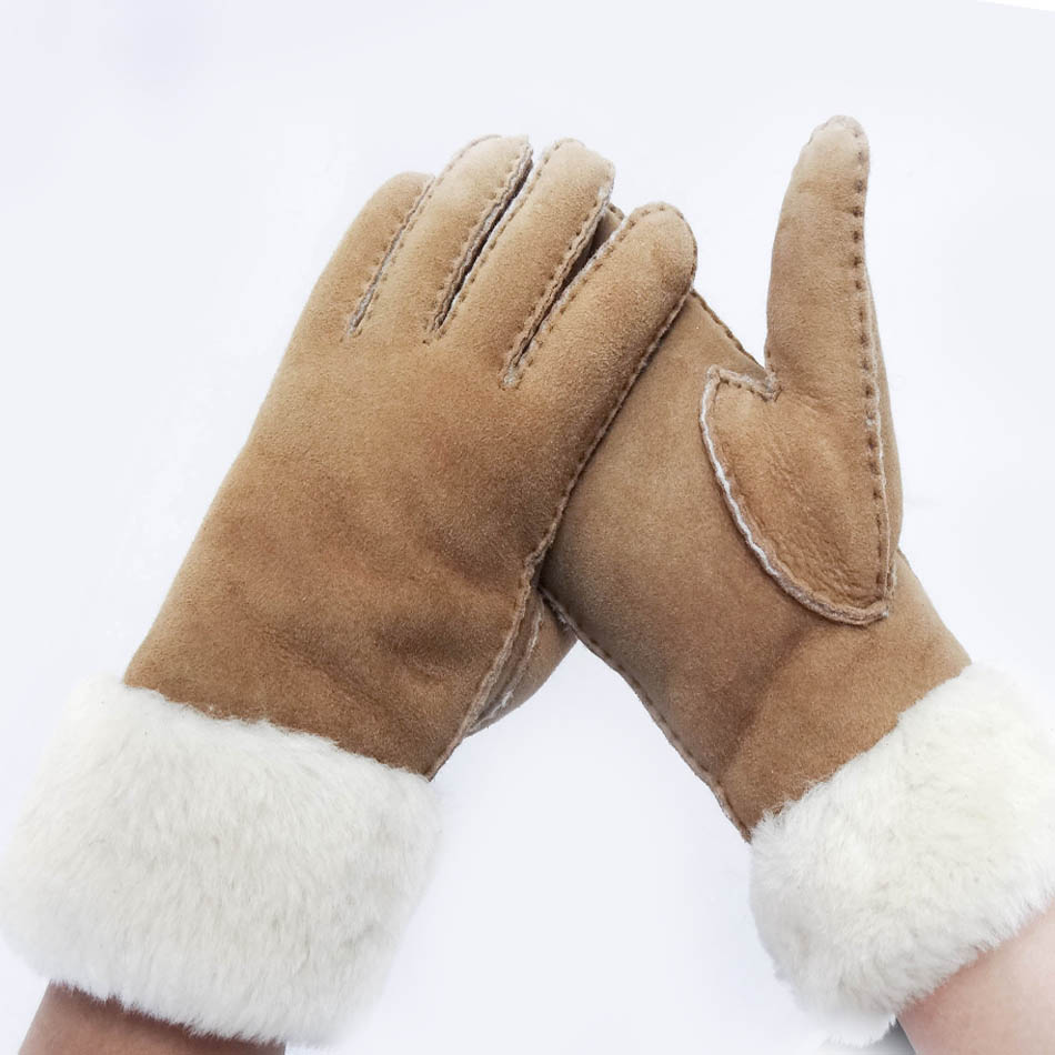 Fashion Ladies Sheepskin Gloves , Ladies Real Leather Gloves Plain Style