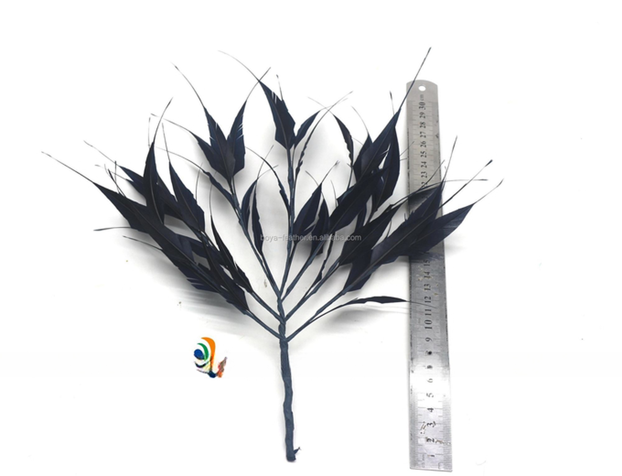Mother's Day Party Decoration Stripped Goose Feather Flower Mount with Wire Accessory