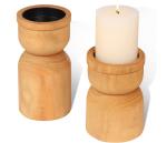 Wooden Candle Holder Craft Decor Statue Cute Handmade Wooden Figurines Carving