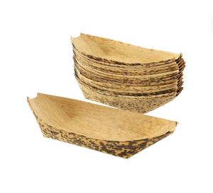 Quality Biodegradable Disposable Serving Cone Bamboo Leaf Plate Boat For Sushi Food wholesale