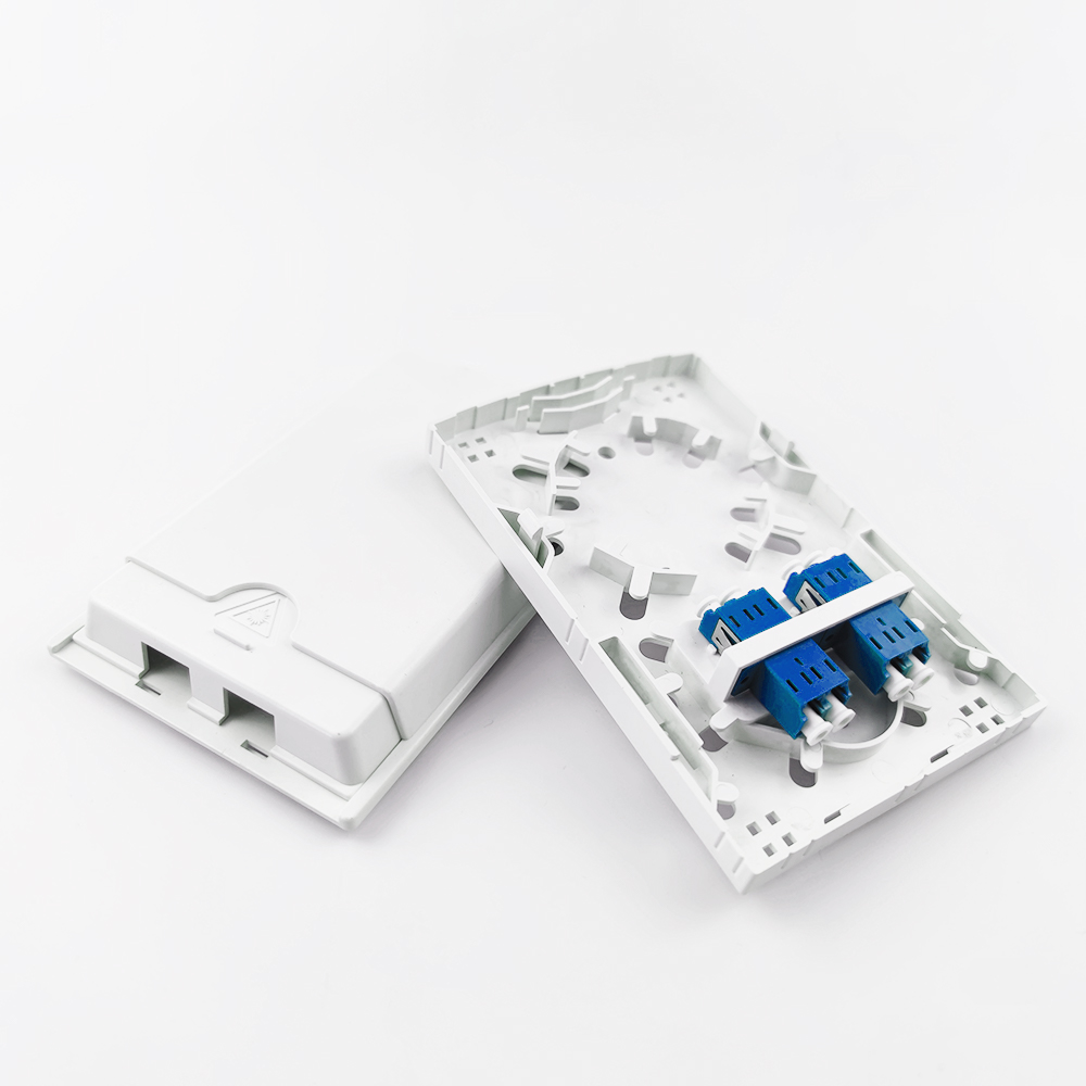 2 Cores LC UPC Plastic Fiber Optic Faceplate Socket Panel for FTTH White/Gray Color