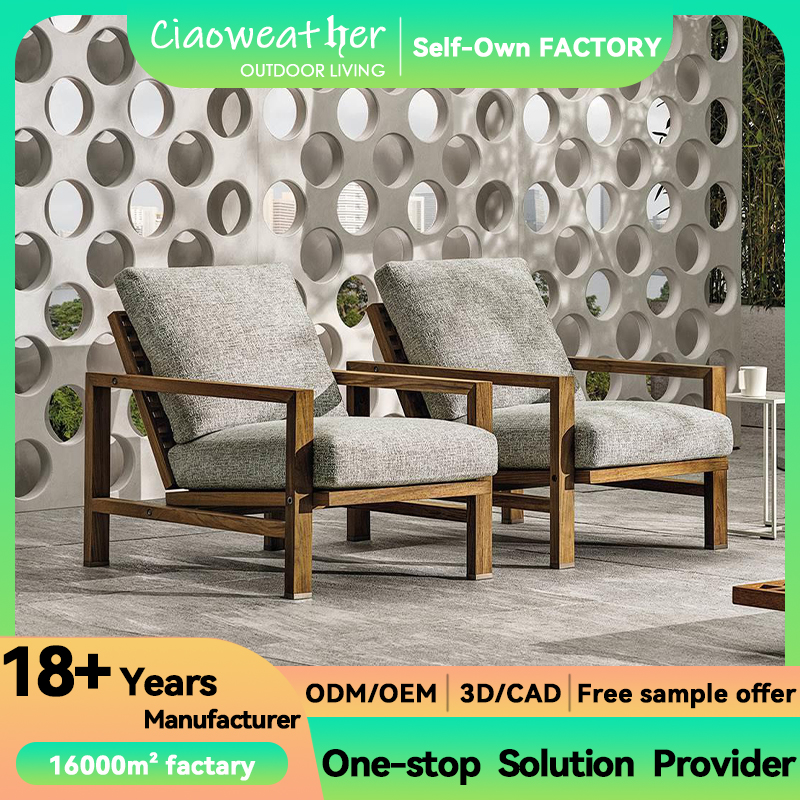 Hotel Outdoor Furniture Luxury Teak Sofa with Modern Design Style Set Solid Wood Leisure Chair