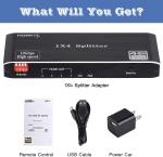 1 In 4 Out HDMI In Splitter 2.0 HDCP 2.2 60HZ HD TV Crossover 1x4 Ports Box Full