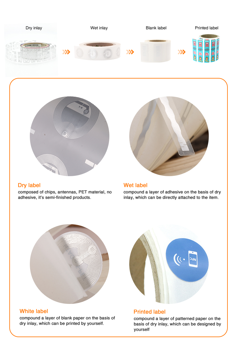 Long Range ISO 18000-6c UHF RFID Inlay Label Asset Management RFID Tags
