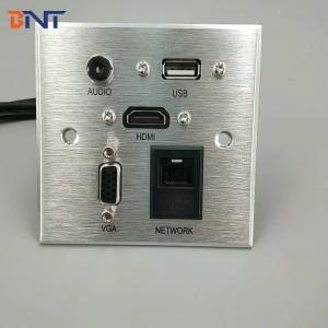 Quality Aluminum Alloy Brushed Panel Wall Mount AV Socket Plate for Hotel AV Furniturte wholesale