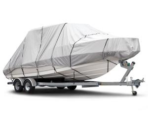 Quality 600D Polyester Trailerable Boat Cover , Heavy Duty Marine Grade Runabout Boat Covers wholesale