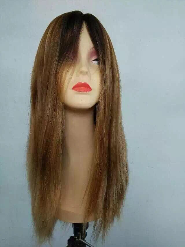 16 Inches Highlight With Dark Root Kosher Certification Jewish Wigs Unprocessed European Hair