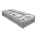 Glass Top Open Curved Slide Supermarket Island Freezer Automatic Defrost