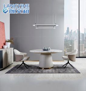 Quality Household White Marble Round Dining Table With Turntable Stainless Steel wholesale