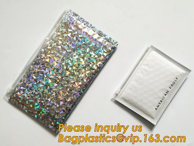 Cosmetic Pink Slider Padded Bag/Silver k Bag With Bubble,Padded Envelopes Cheap Aluminium Foil k Holographic