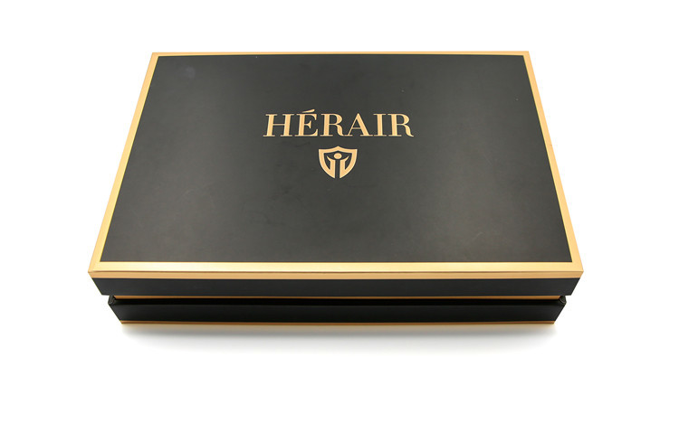 Custom printed Rigid Cardboard Box Black For Hair