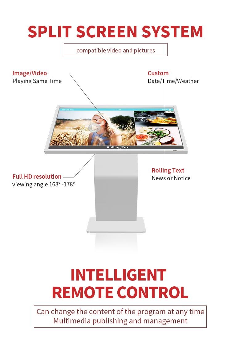 43 Inch Advertising Commercial Digital Signage Displays Horizontal LCD Capacitive Touch Display