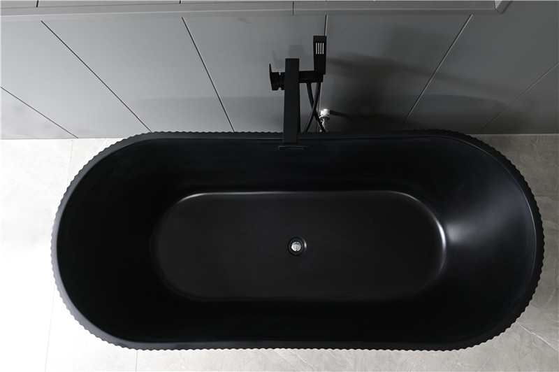 Modern Black Acrylic Drop In Bathtubs Embedded Soaking With Overflow 60 X 42