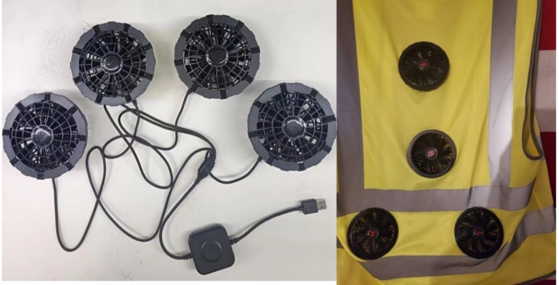 Fan 4pcs Keep Inside Clothes Cooling Jacket Fan With Four-Way Controlled Wire