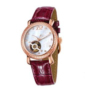 Quality 5 ATM Water Resistant Mechanical Wrist Watch / Ladies Automatic Watches With Genuine Leather wholesale