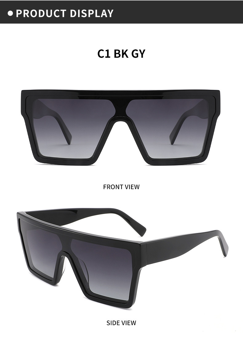 Flat Top Large Frame Sunglasses One Piece Uv400 Oversized Square Sunglasses
