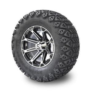 Quality 12'' Golf Cart Aluminum Rims &amp; 23x10.5-12 All Terrain Tyres Combo - Machined/Glossy Black wholesale