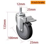 4 Inch Metal Caster Wheels Light Duty 100mm Swivel Castors 3714S-77