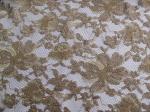 Black Scalloped Metallic Bulk Floral Lace Fabric Eco-Friendly Dyeing CY-LW0060