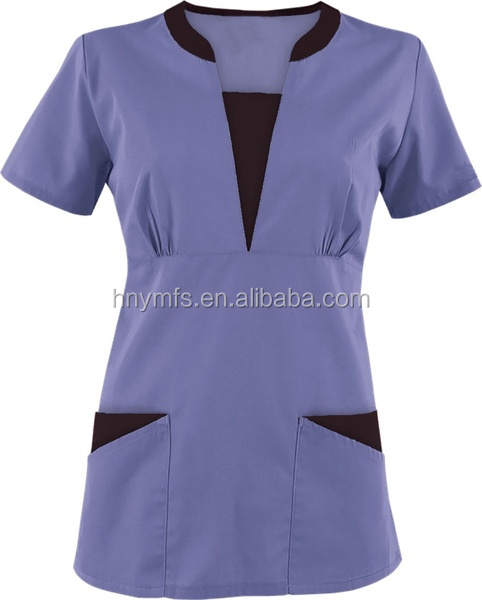 Basic Hospital Scrubs V Neck New Style Stretchy Medical Scrubs Sets