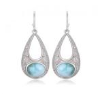 925 Sterling Silver Natural Larimar Heart Earrings Customized