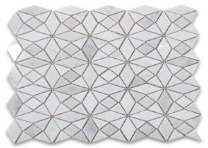 Quality Kaleidoscope Mosaic Bathroom Tiles , Honed Stone Mosaic Floor Tile wholesale