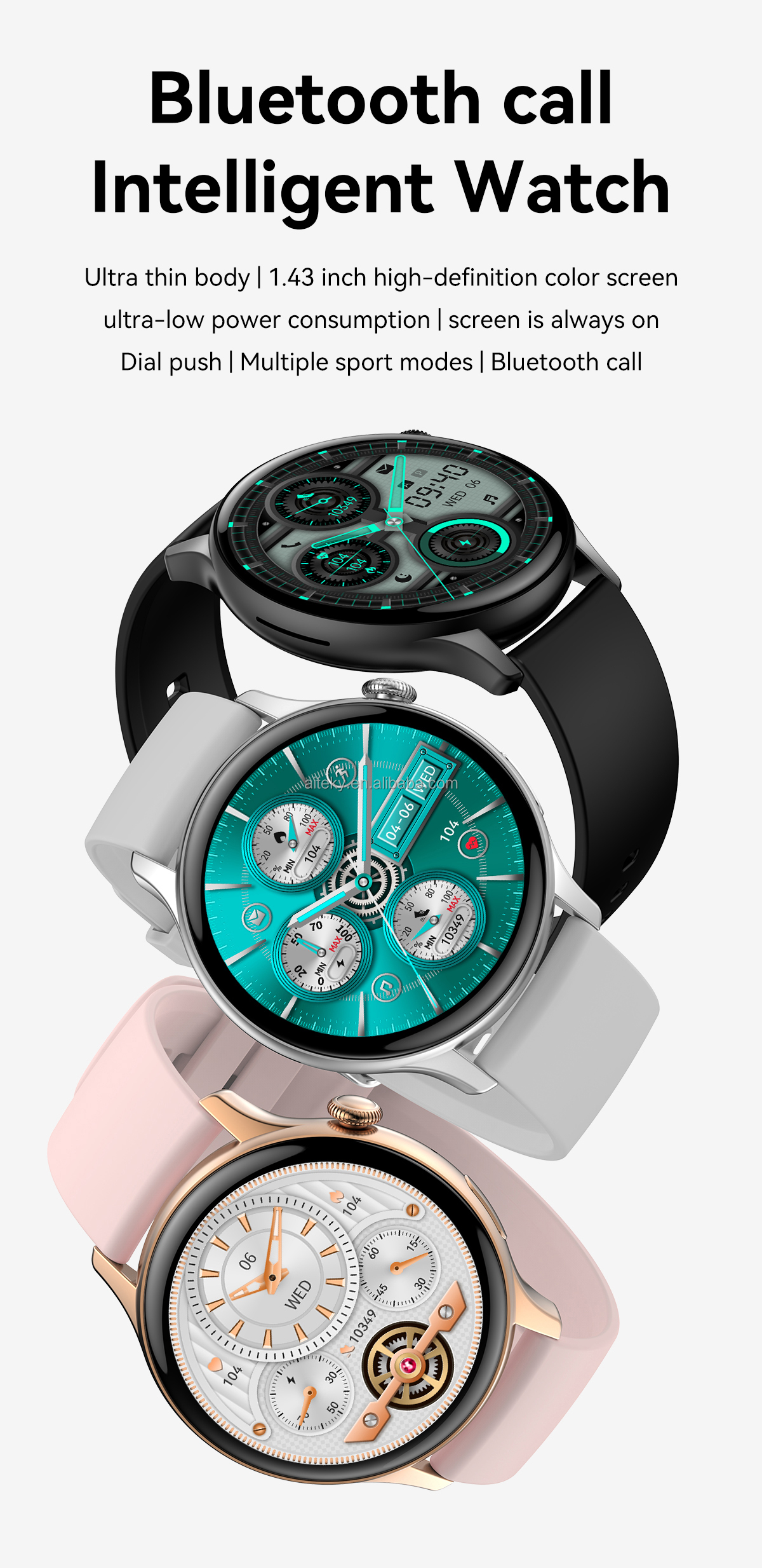 Bluetooth Watch Luxury Heart Blood Fitness Tracker Waterproof Nurse'S Watches NFC Reloj Smartwatch Touch Sport Watches