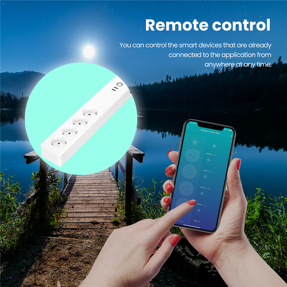 Smartlife 1.5M 2000W CE Smart Home Power Strip For European Travel