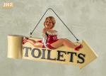 Funny Fat Lady Toilet Direction Signs Decorative Polyresin Figurine Wall Hanging