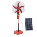 12V AC DC Solar Floor Fan With Led Light 16 Inch Brush Motor Pedestal Fan