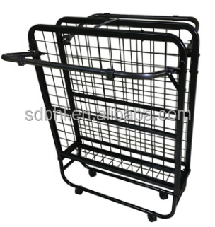 Easy Removal Black Hotel Single Bed Mattress Metal Foundation Folding Bed Frame With Wheels