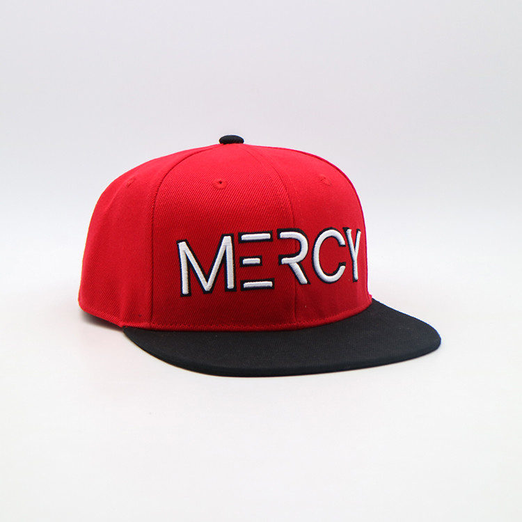 100% Cotton Twill Flat Brim Snapback Hats Right Back Panel 3D Embroidered Letter Pattern Unisex