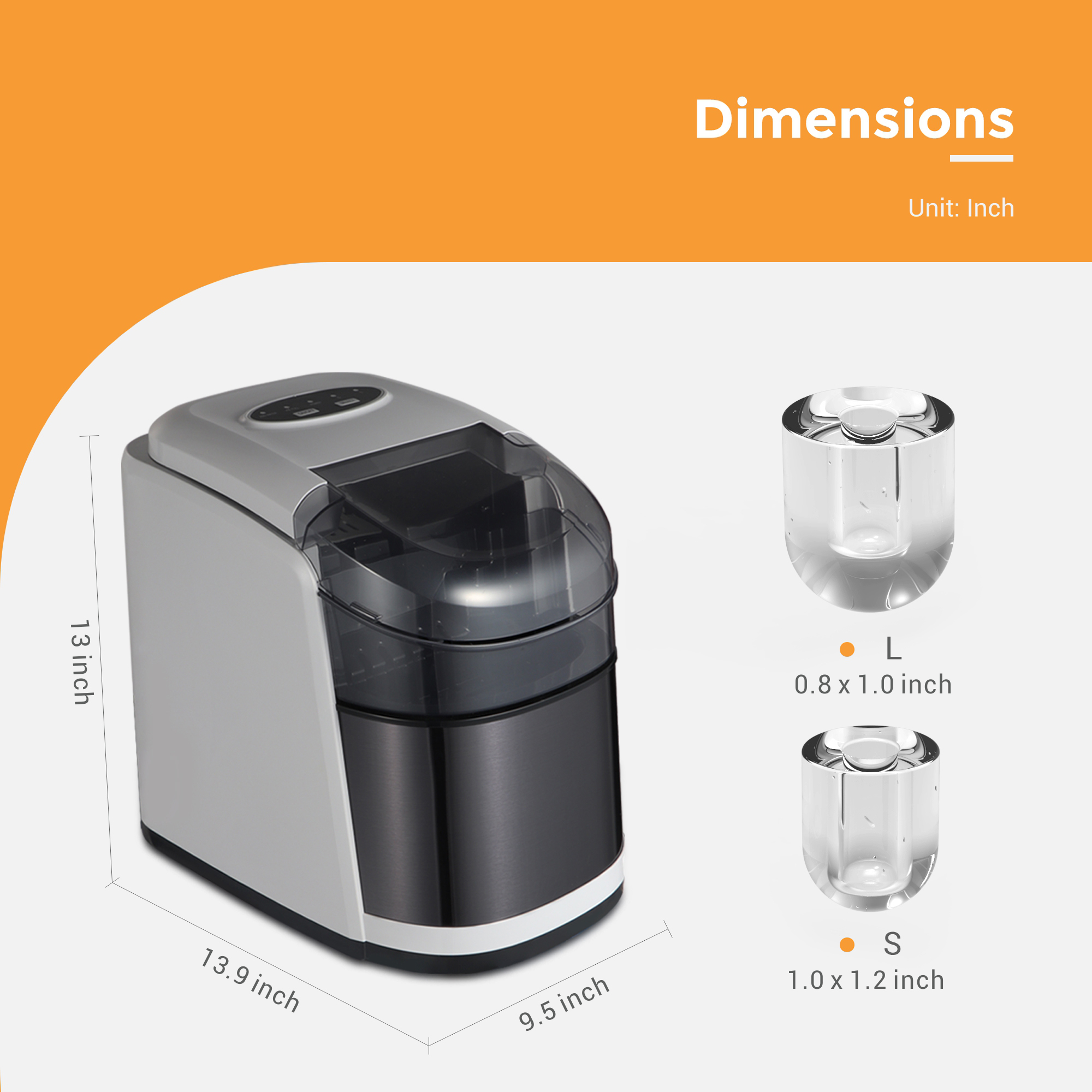 15kg Bullet Ice Making Machine Mini Small Portable Nugget Ice Machine for Business Automatic Product size 242x358x328mm