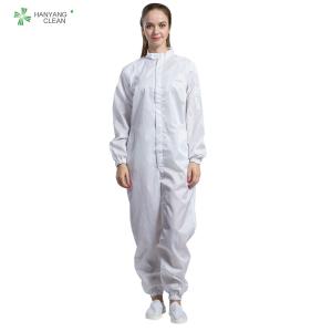 China ESD cleanroom Anti static coverall white color dust-free with pen pocket  conductive fiber on sale