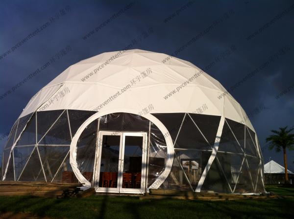 UV Resistance Outdoors Geodesic Dome Tent , White Small Dome Tent With Glass
