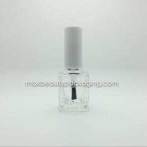 Quality injection white color round straight nail polish cap 14ml square nail polish bottle flat brush nail polish packaging wholesale