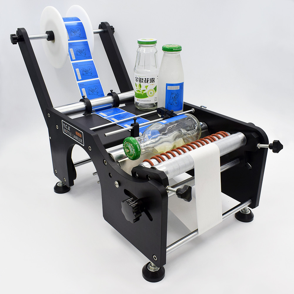 Manual hand easy bottle label dispenser single bar bottle labeling machine